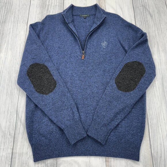 Turtleson 1/4 Zip Wool Sweater L Lancaster Country Club Golf PA Elbow Patch $195 - Picture 1 of 12
